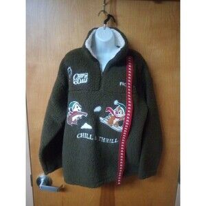 Disney CHIP & DALE Women's Winter Sherpa Fleece 1/4 Zip XL  Embroidered NEW